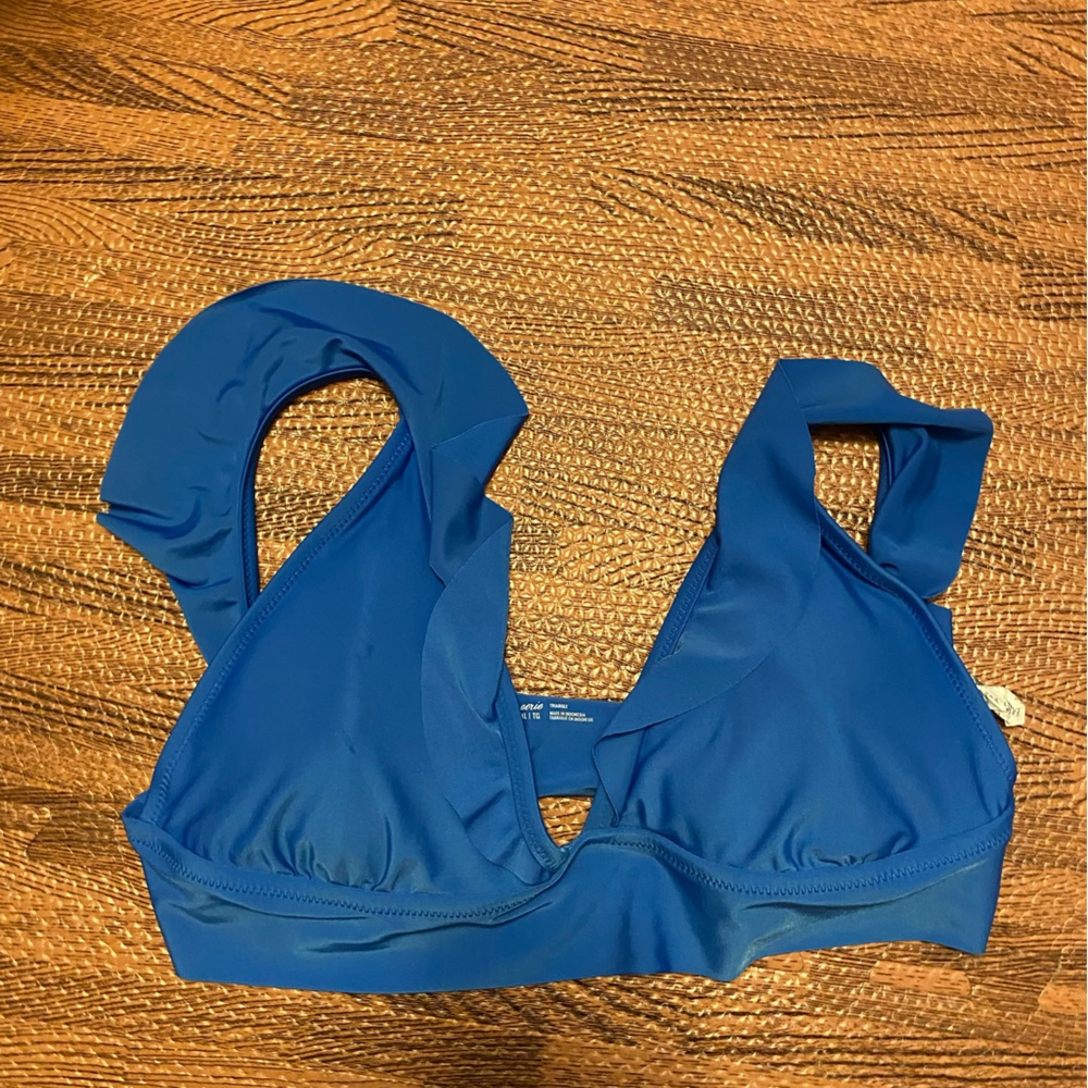 Blue aerie Bikini top with ruffles